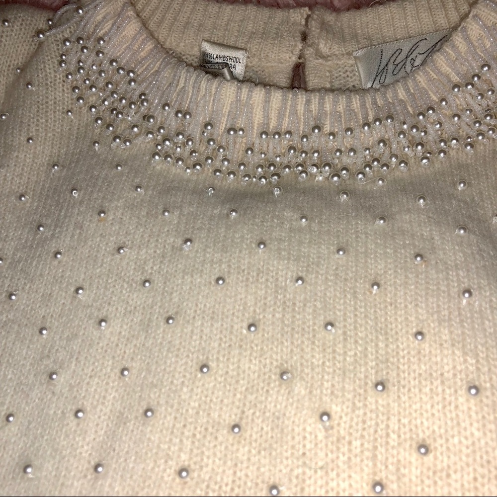 Vintage Lord & Taylor Fuzzy Pearl Sweater - Picture 3 of 6